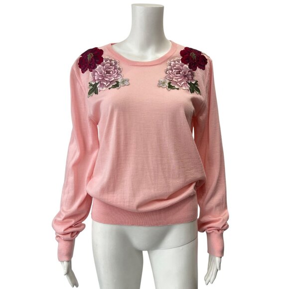 $1325 Dolce & Gabbana Pink Pullover Cashmere Embroidered Sweater size 12/50 - Picture 2 of 11
